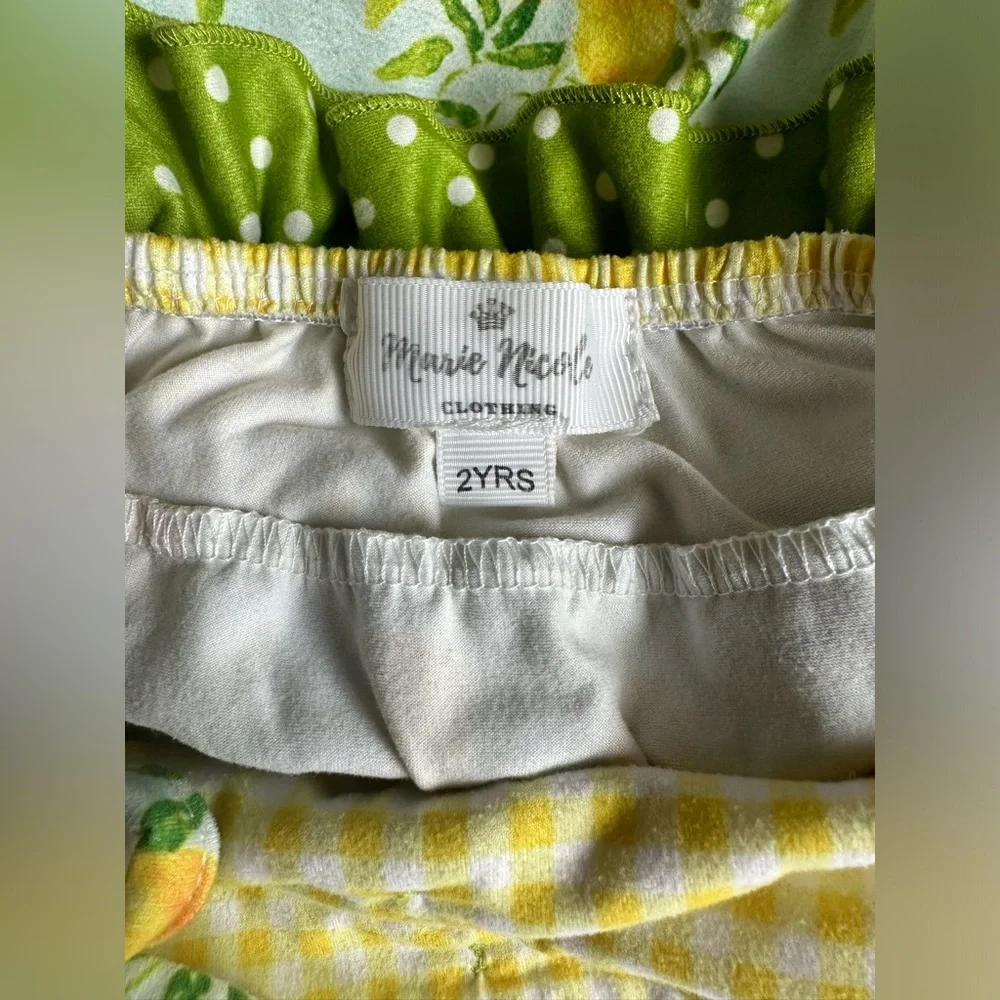 Lemon Gingham Ruffle Baby Romper - Yellow & Green
